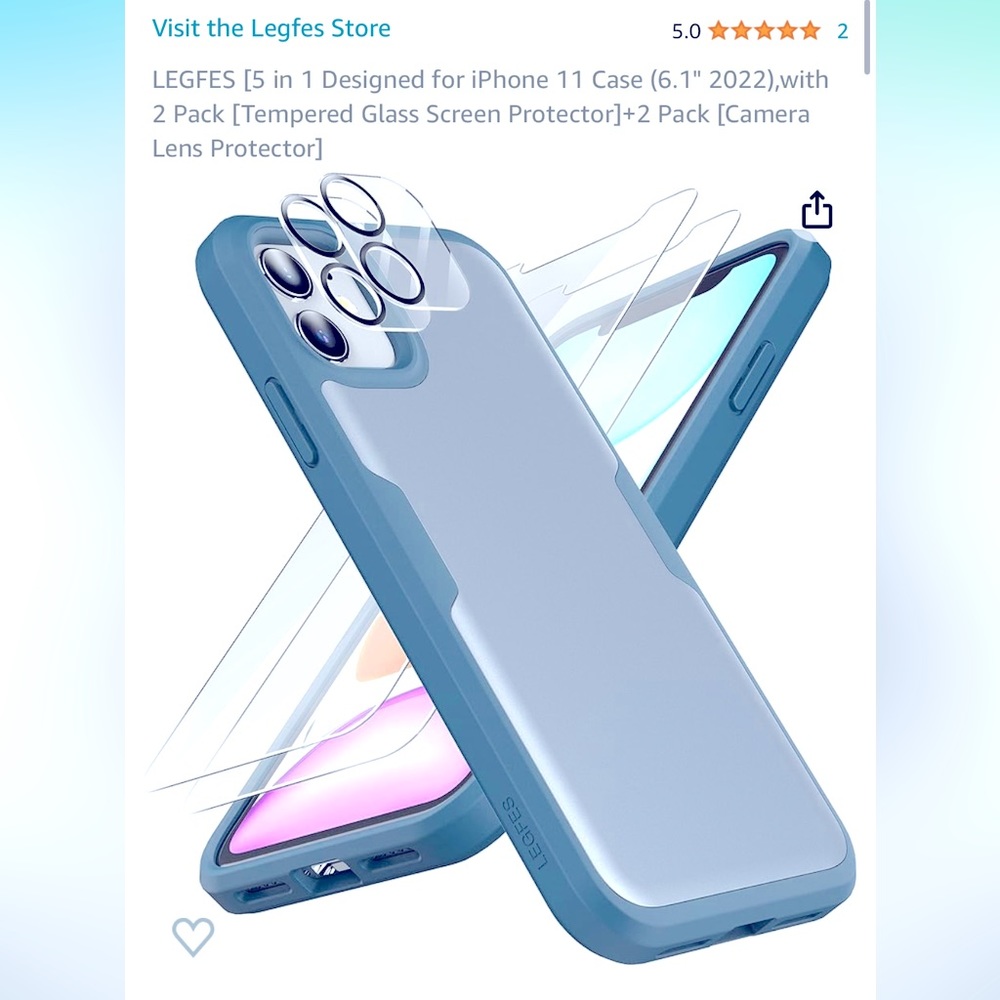 iPhone 13 pro phone case lavender blue with screen protectors